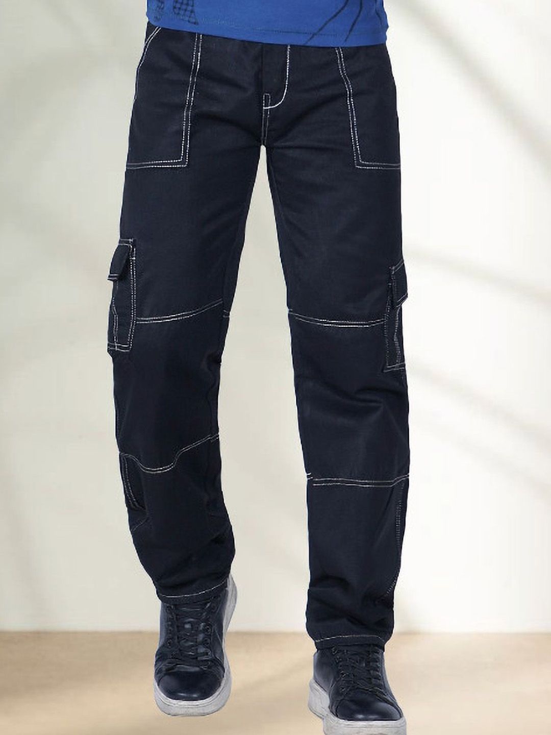 LINARIA Men Classic Regular Fit Cotton Cargo Styles Jeans