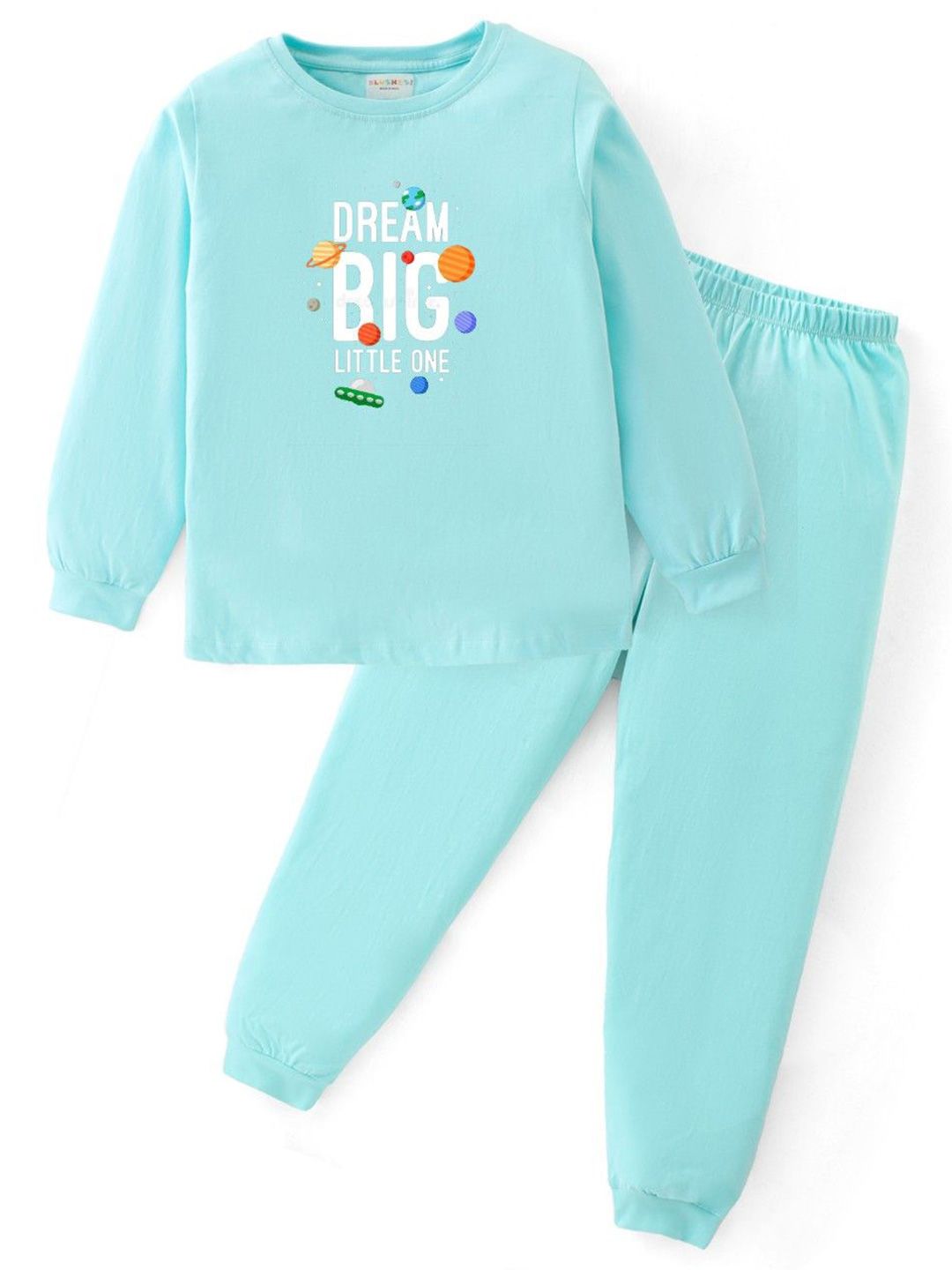 BLUSHES Kids Dream Big Printed Pure Cotton Top With Joggers Night Suit