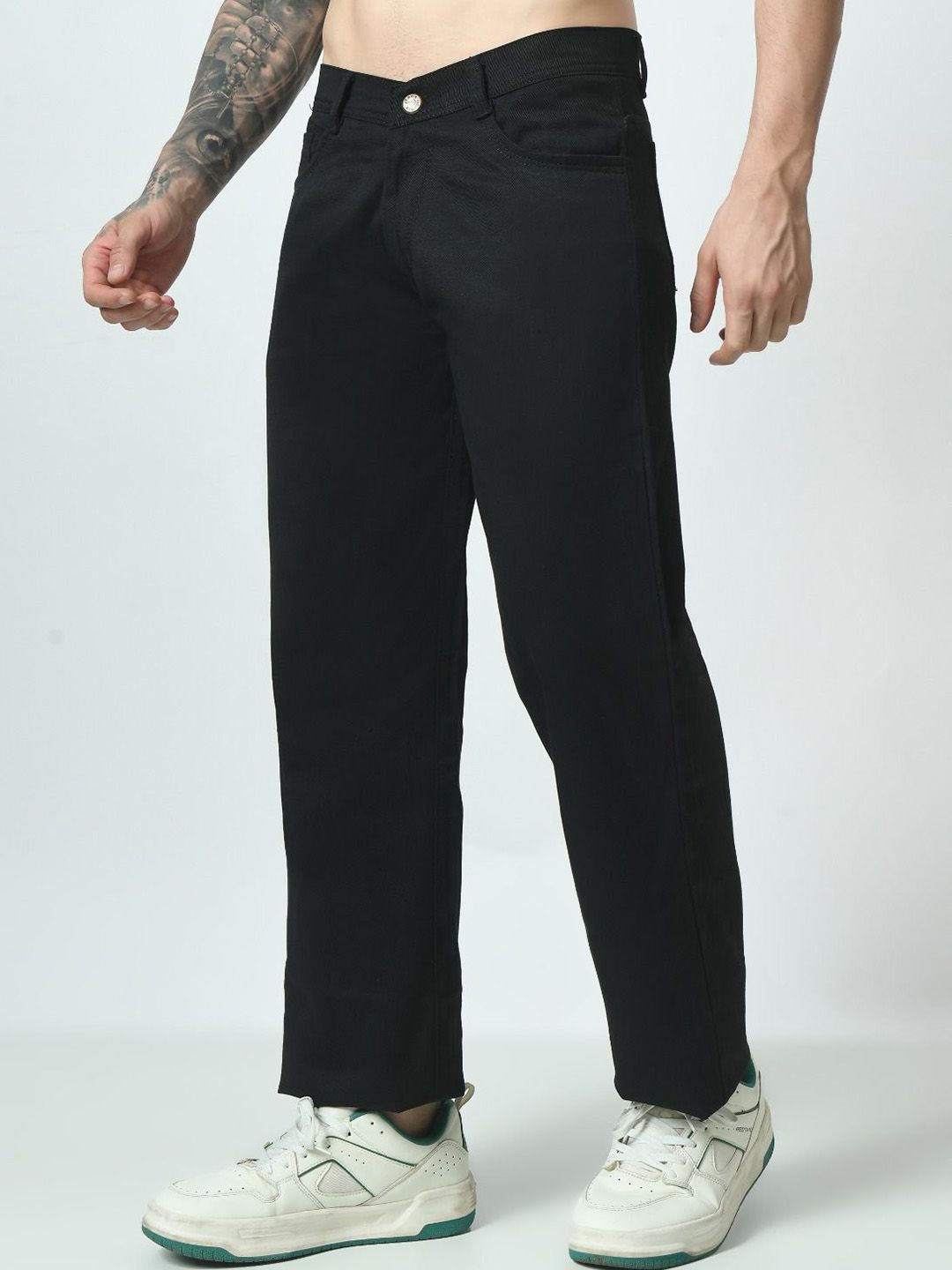 LINARIA Men Classic Relaxed Fit Slash Knee Stretchable Jeans