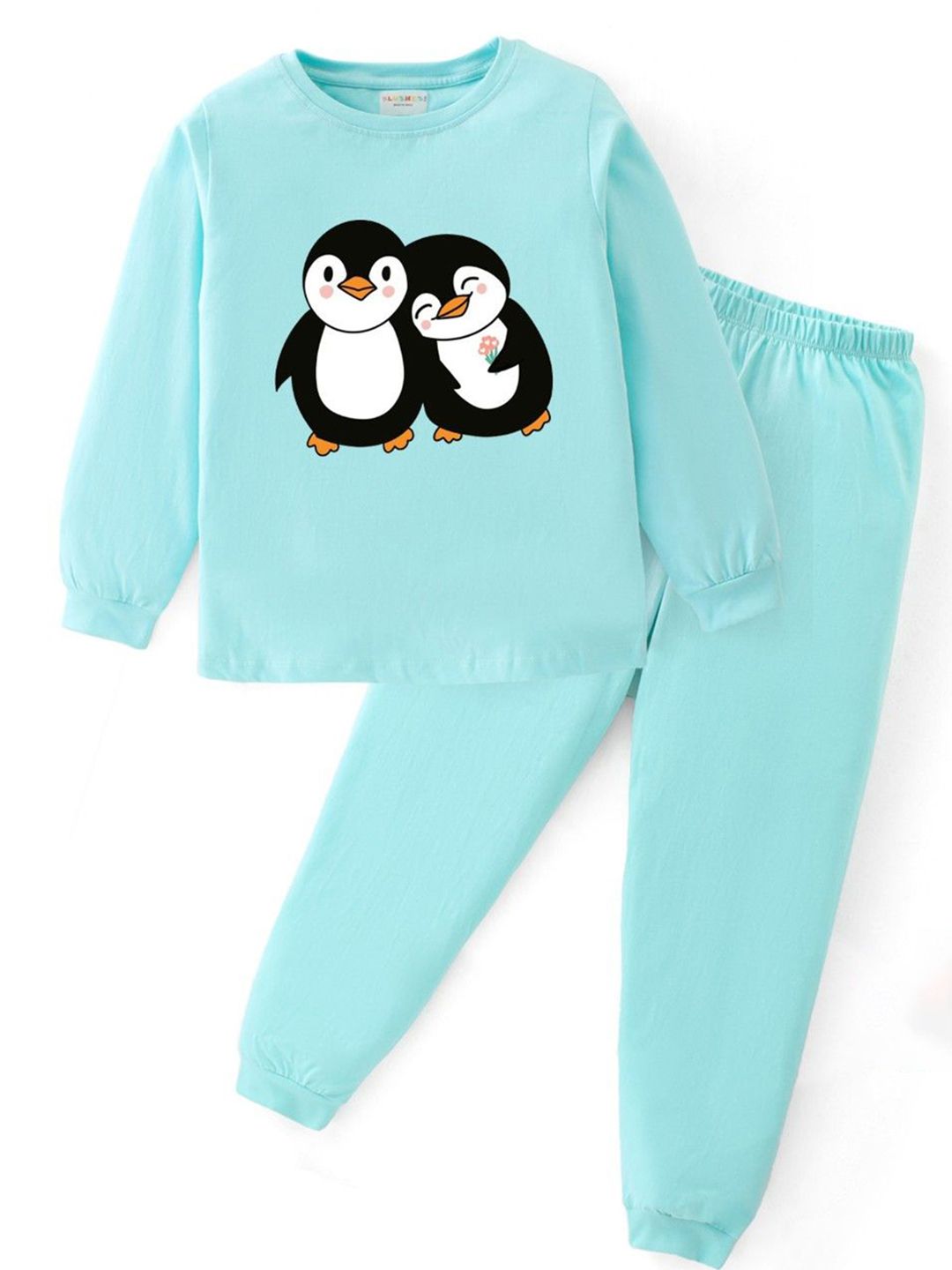 BLUSHES Kids Printed Round Neck Pure Cotton T-Shirt With Jogger