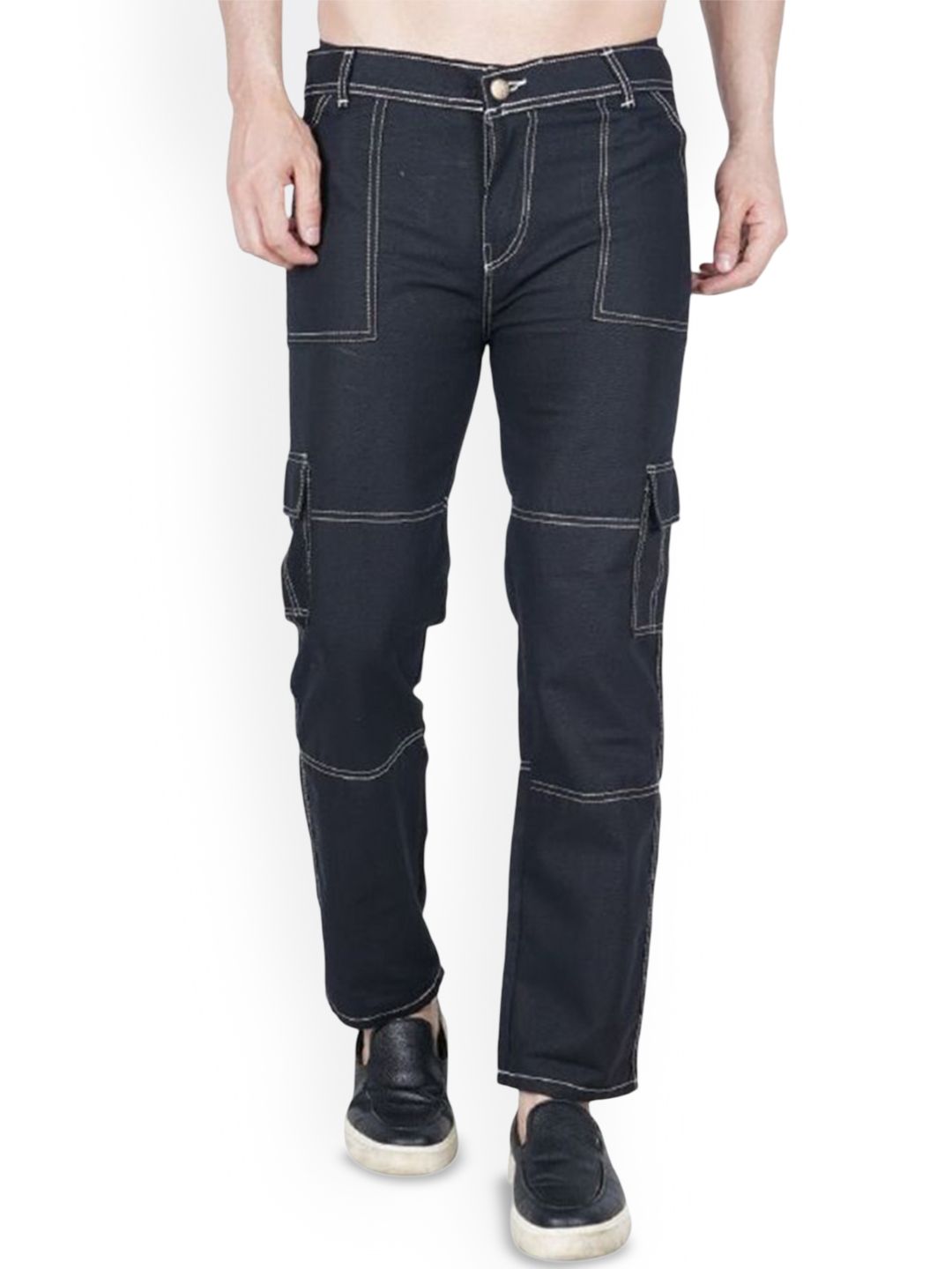 LINARIA Men Classic Regular Fit Cotton Cargo Styles Jeans
