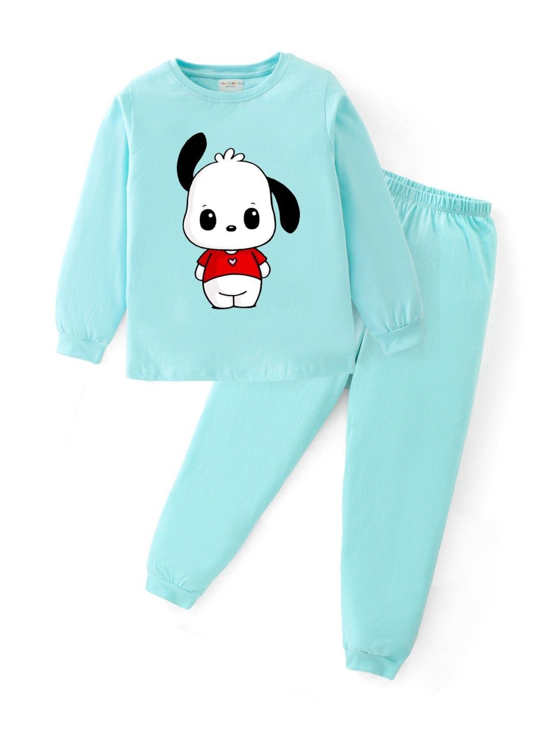BLUSHES Kids Teddy Printed Round Neck Pure Cotton Night Suits