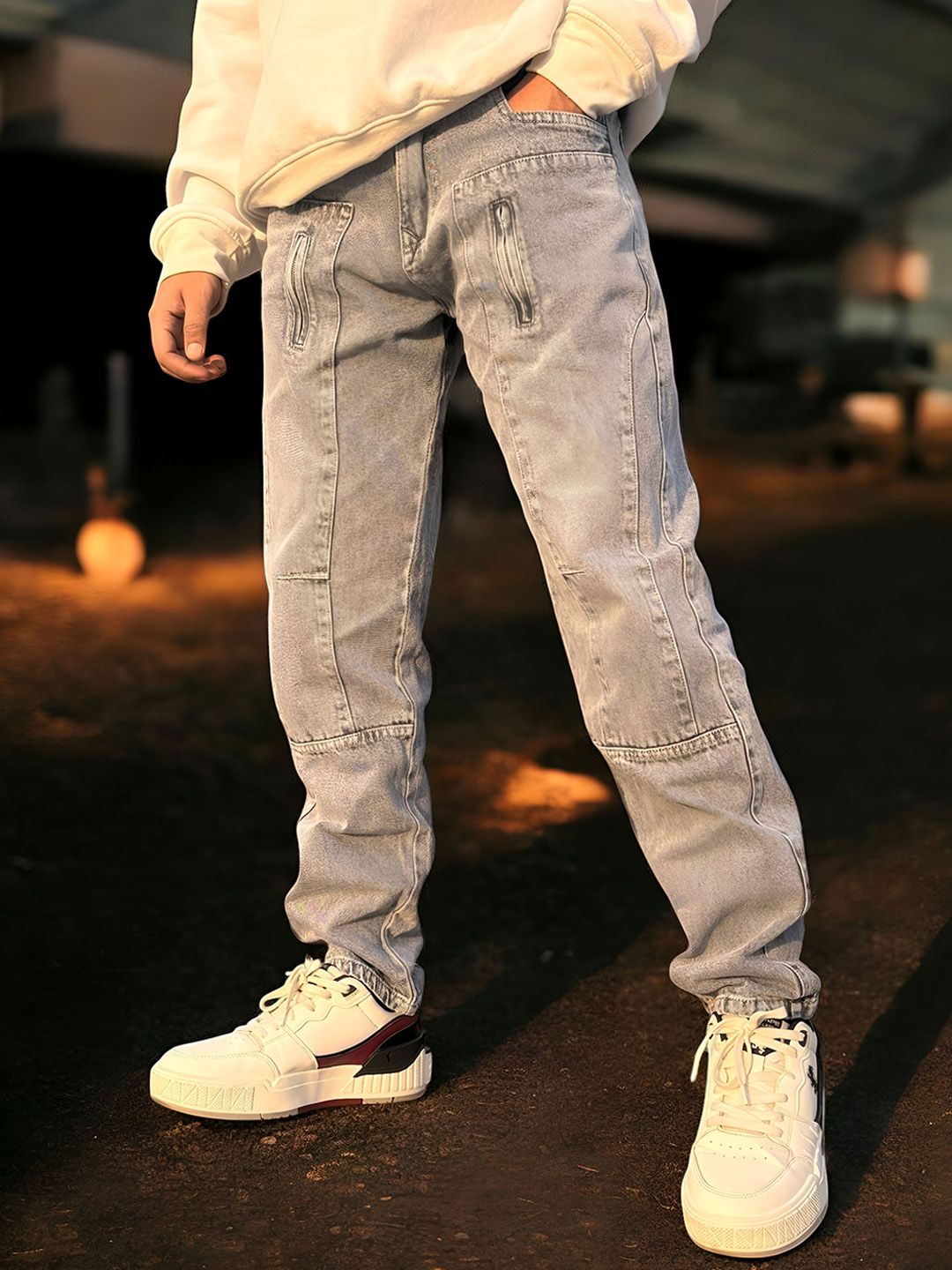 styzon Men Loose Mid-Rise Baggy Jeans