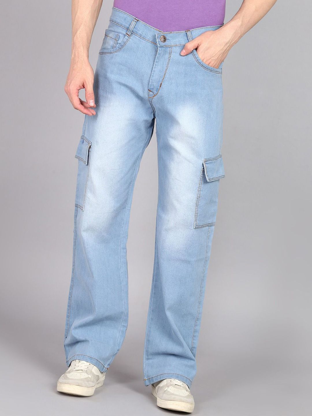 LINARIA Men Classic Boyfriend Fit Mildly Distressed Heavy Fade Jeans