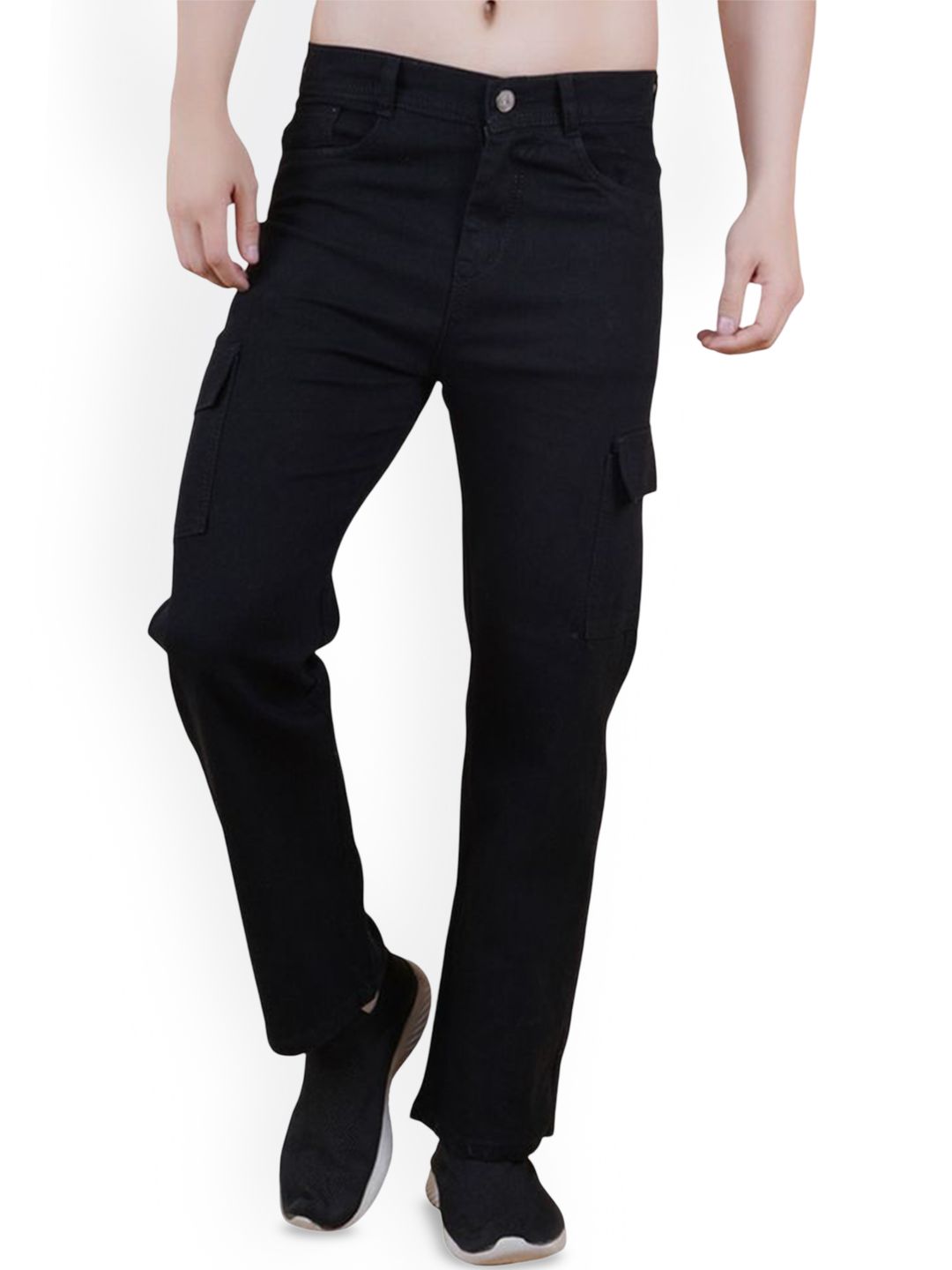 Linaria Men Classic Relaxed Fit Fit Mid-Rise Clean Look Stretchable Jeans
