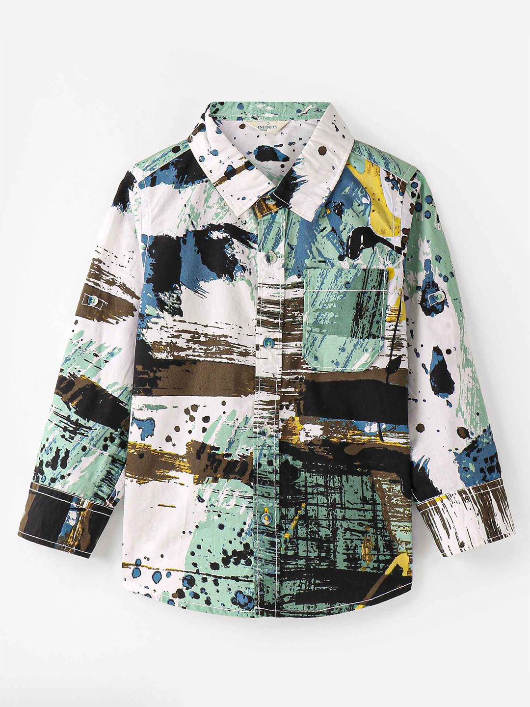 Infinity Boys Tailored Fit Opaque Printed Casual Shirt