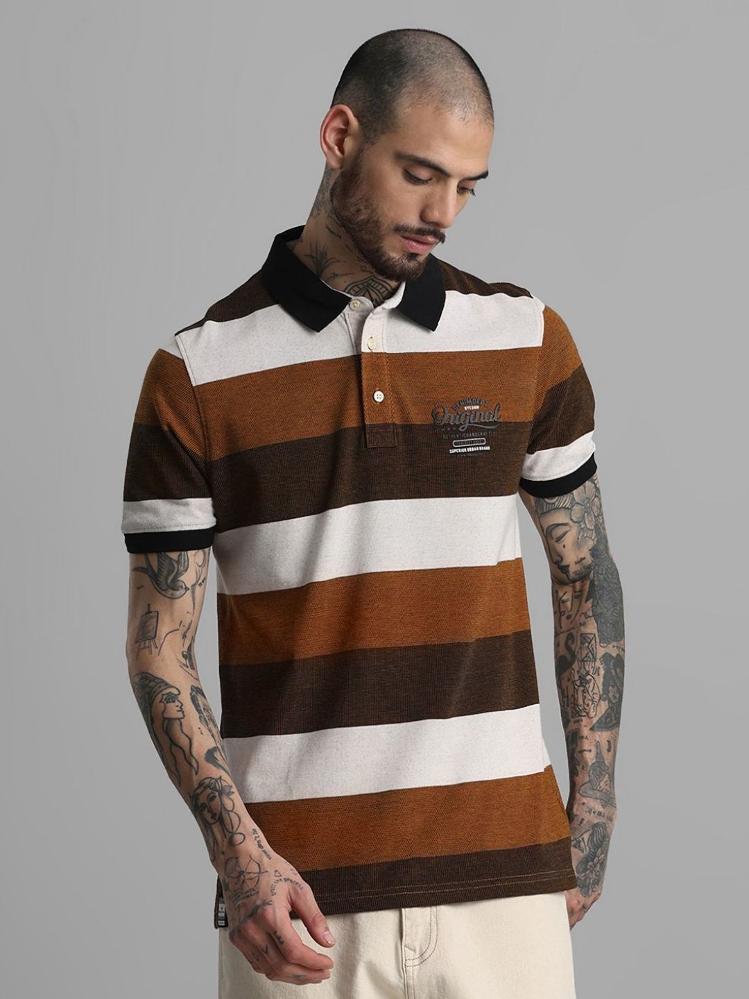 Klub Fox Men Printed Polo Collar Pockets T-shirt