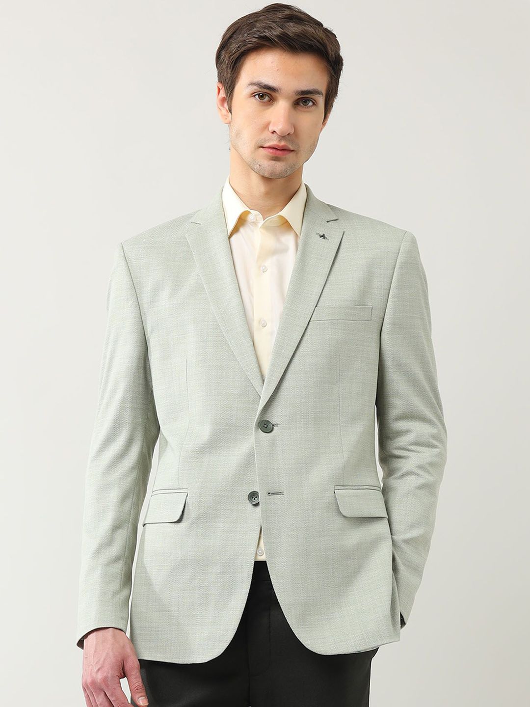 Arrow Textured Notched Lapel Single-Breasted Blazer