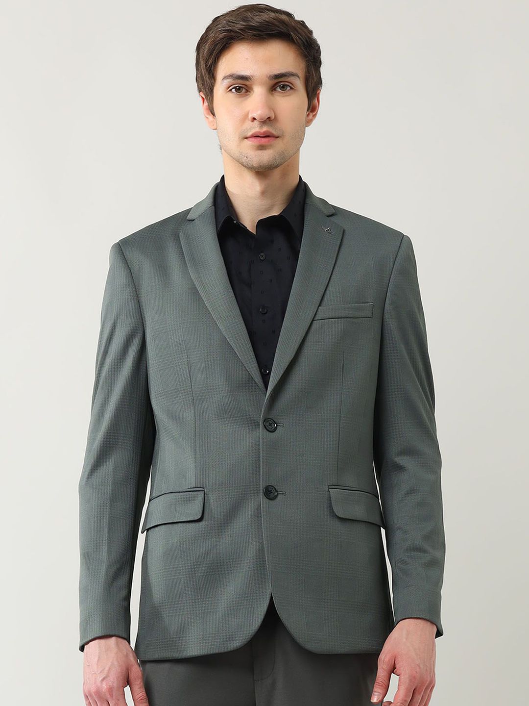 Arrow Textured Notched Lapel Single-Breasted Blazer