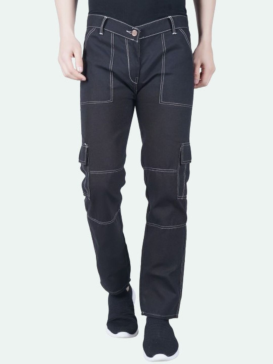 LINARIA Men Classic Slim Fit Clean Look Dark shade Cargo Styles Jeans