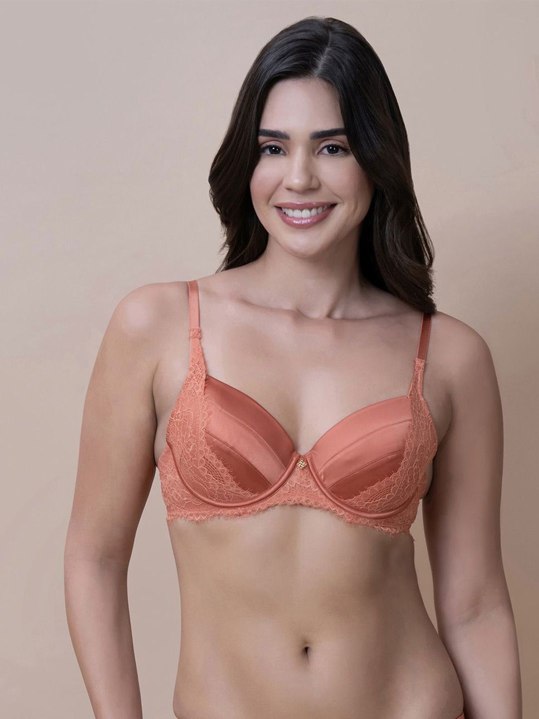 Amante Floral Half Coverage Underwired Lightly Padded T-shirt Bra