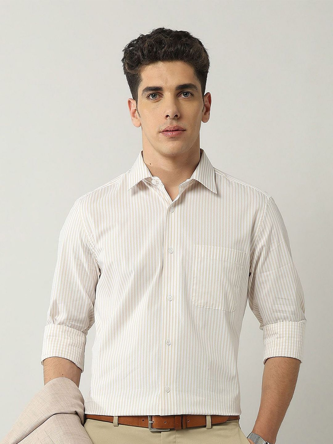 AD By Arvind Men Classic Striped Formal Shirt