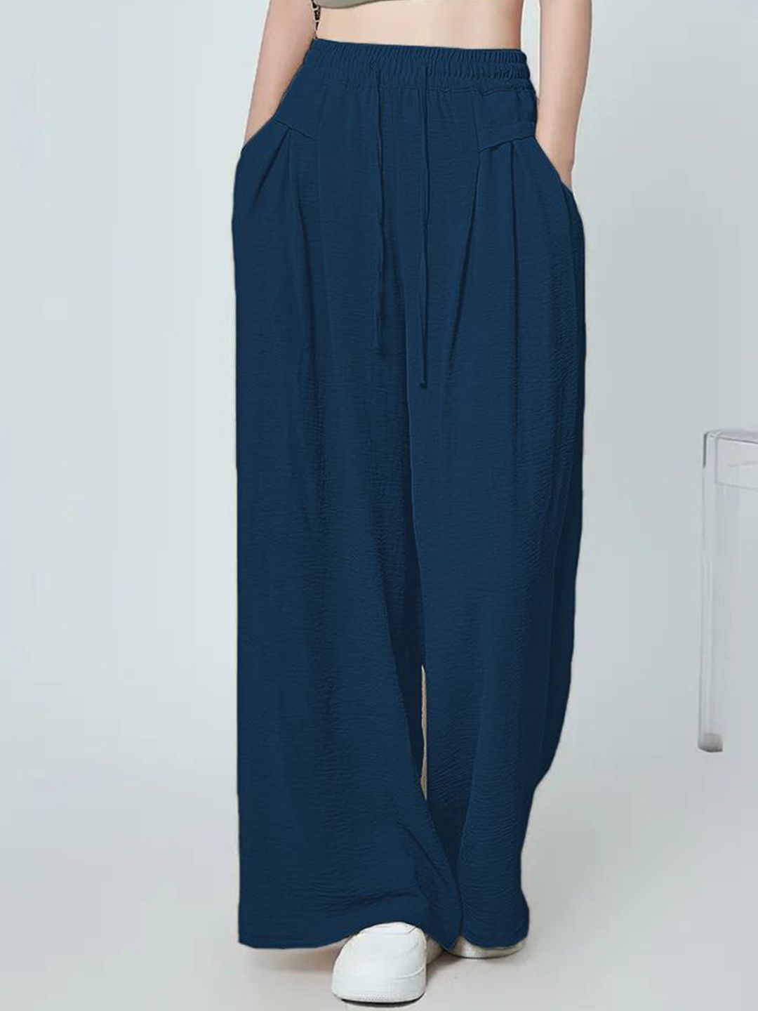 SZN Women Flared High-Rise Pleated Trousers