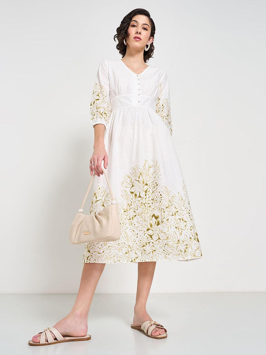Honey by Pantaloons Women Floral Print Empire Midi Dress