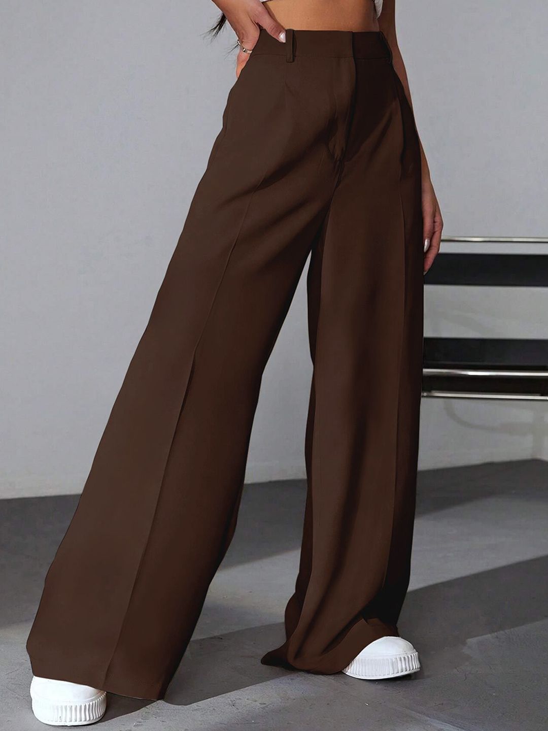 SZN Women High-Rise Loose Fit Wide Leg Trousers