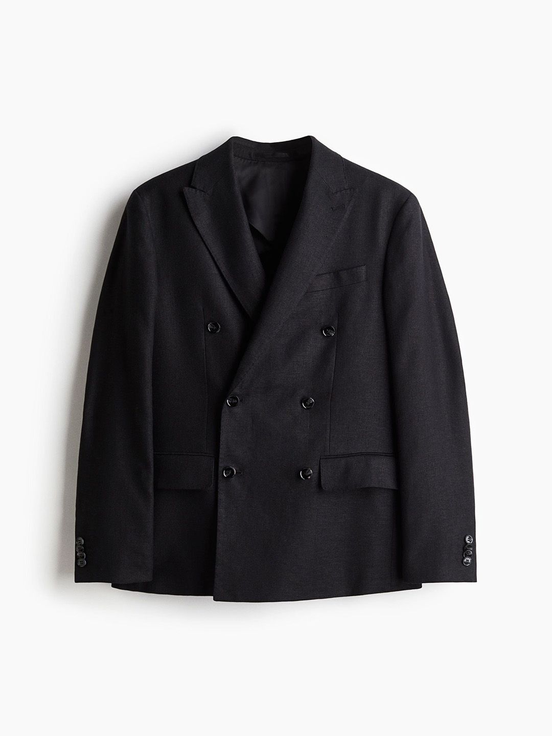 H&M Relaxed Fit Double-Breasted Linen-Blend Jacket deal from myntra