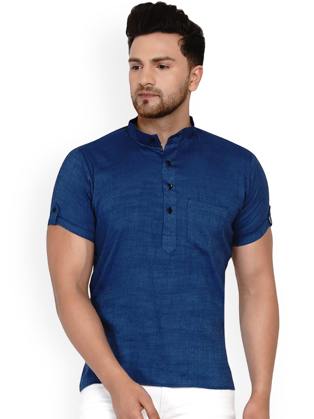 VEERA PARIDHAAN Mandarin Collar Straight Short Kurta