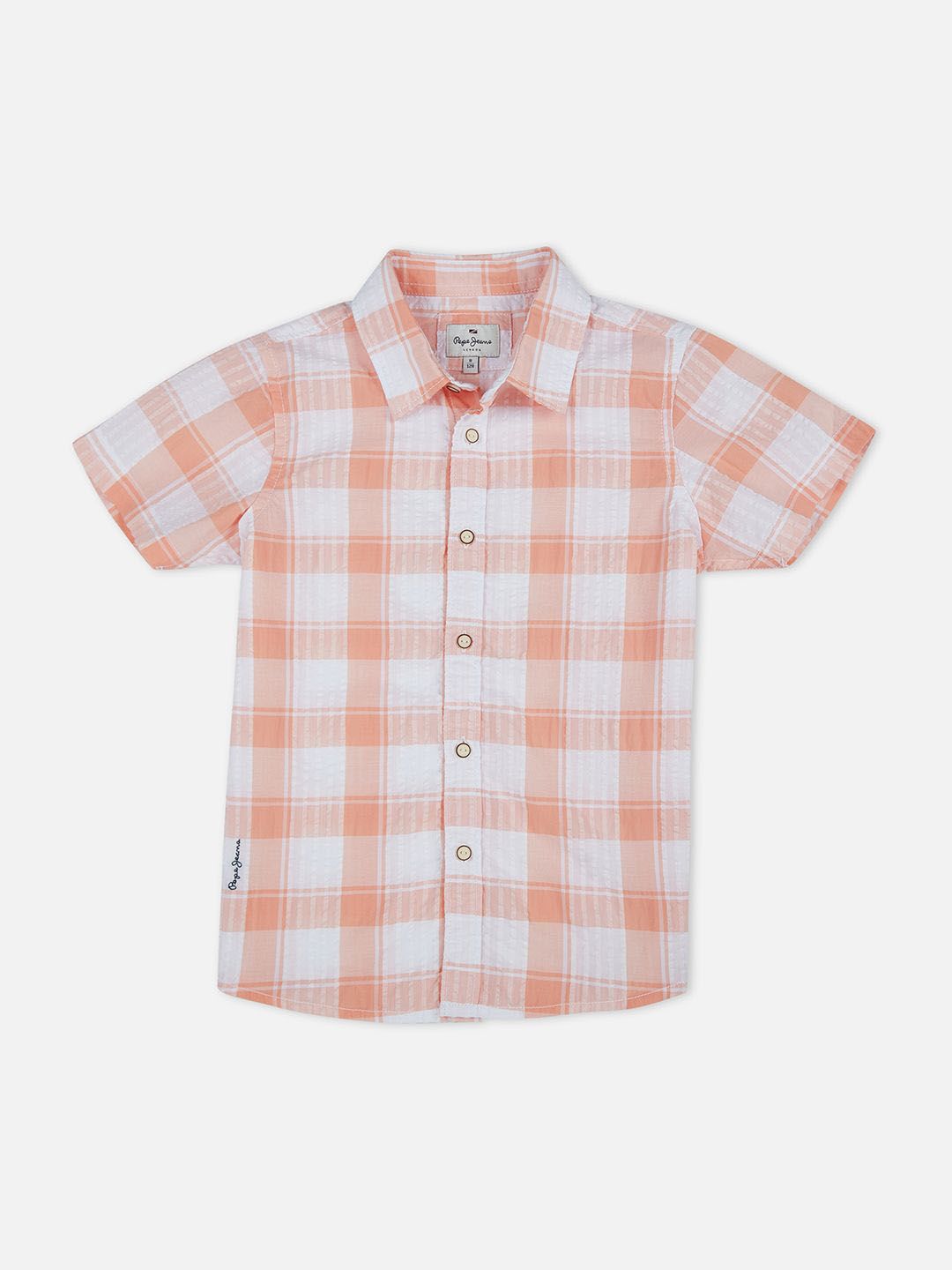 Pepe Jeans Boys Spread Collar Checked Cotton Casual Shirt