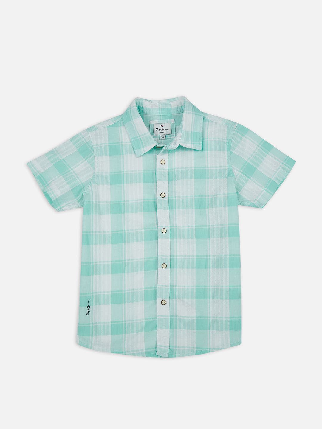 Pepe Jeans Boys Spread Collar Checked Cotton Casual Shirt