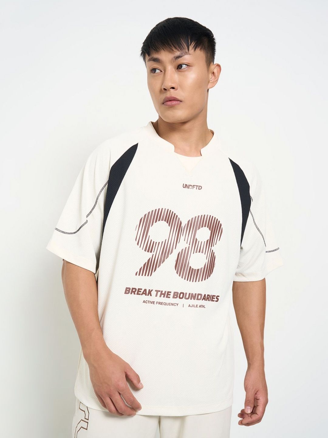 Ajile by Pantaloons Men Typography Printed Round Neck Cotton Oversized T-shirt