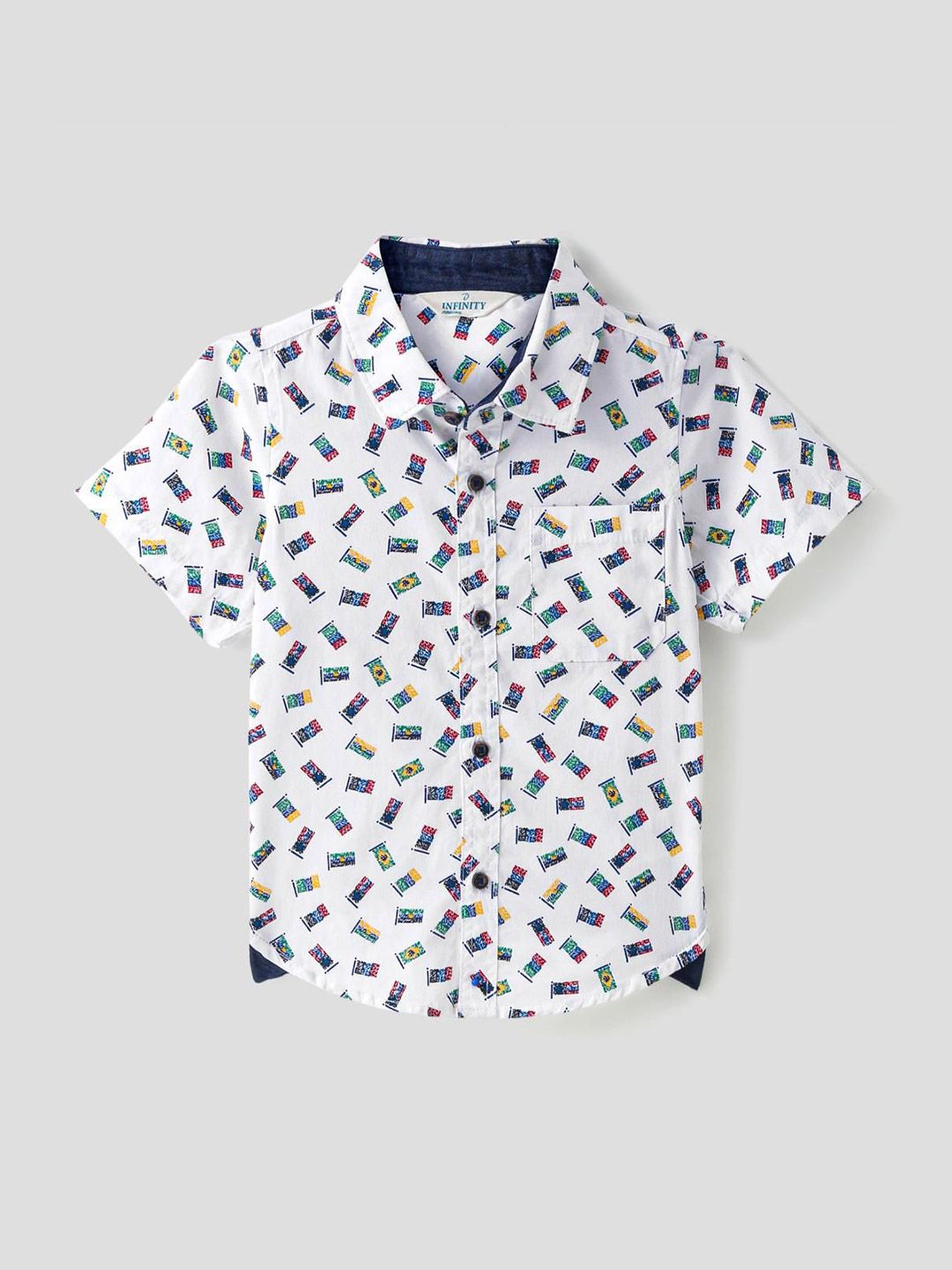 Infinity Boys Regular Fit Spread Collar Conversational Printed Cotton Casual Shirt