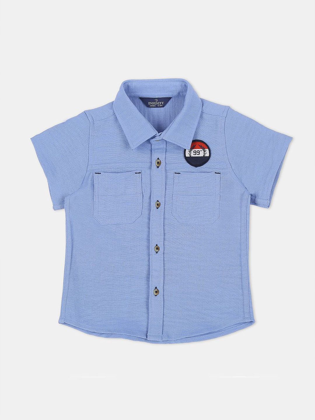Infinity Boys Spread Collar Solid Cotton Casual Shirt