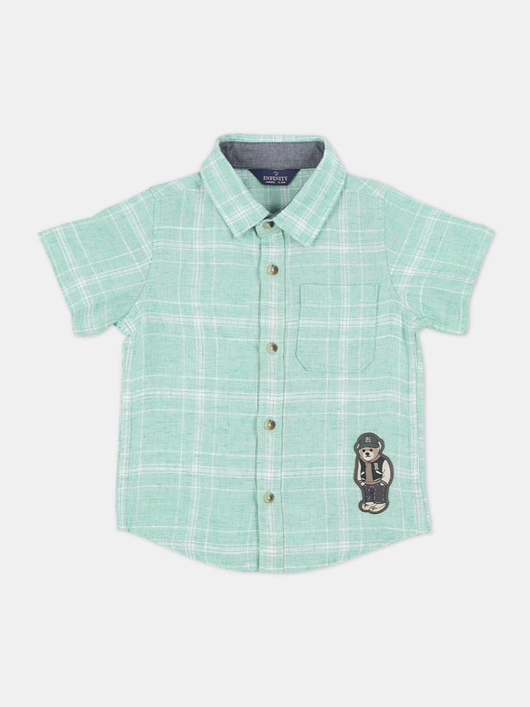 Infinity Boys Spread Collar Tartan Checked Cotton Casual Shirt