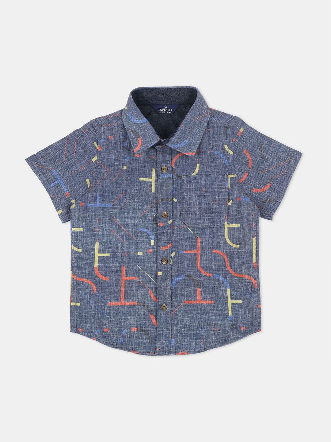 Infinity Boys Spread Collar Abstract Printed Cotton Casual Shirt