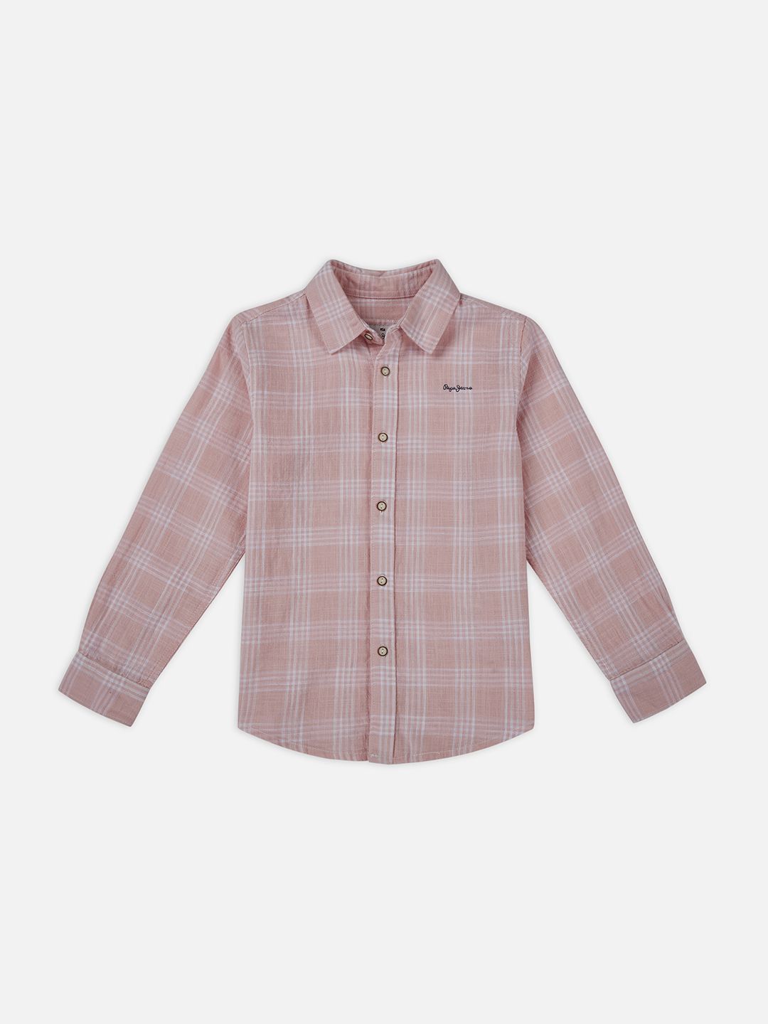 Pepe Jeans Boys Spread Collar Checked Cotton Casual Shirt