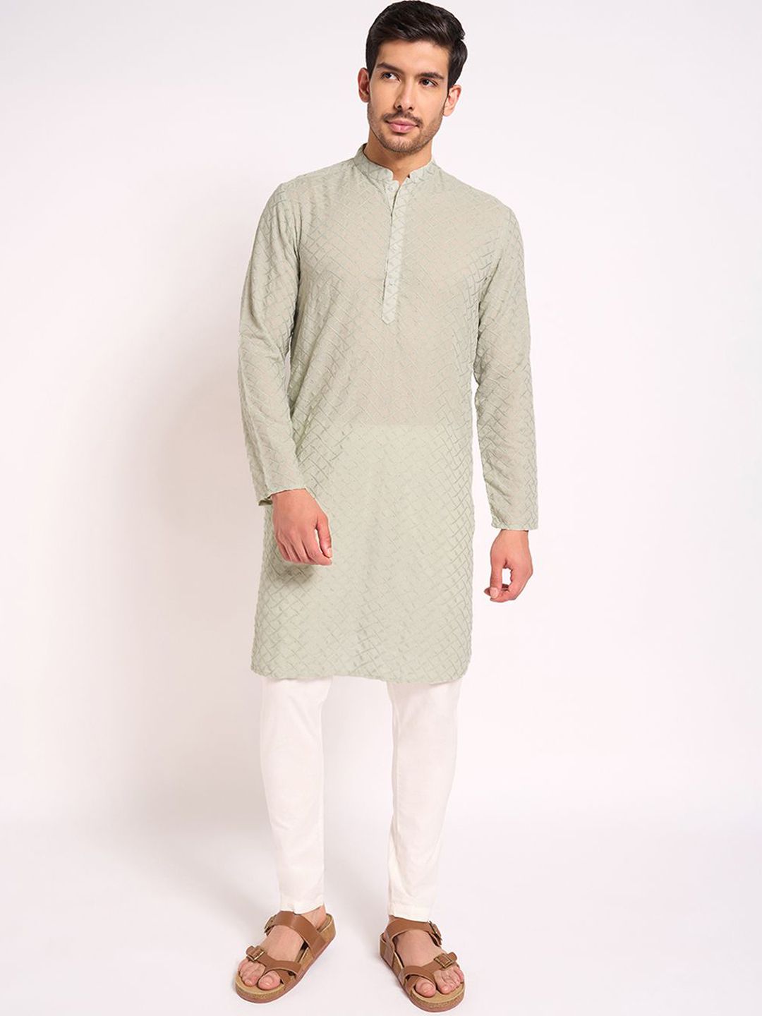 indus route by Pantaloons Men Printed Dobby Kurta
