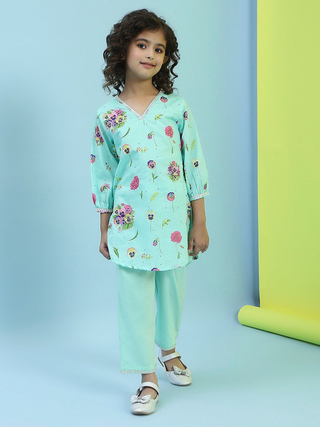 Biba Girls Pure Cotton Churidar & With Dupatta