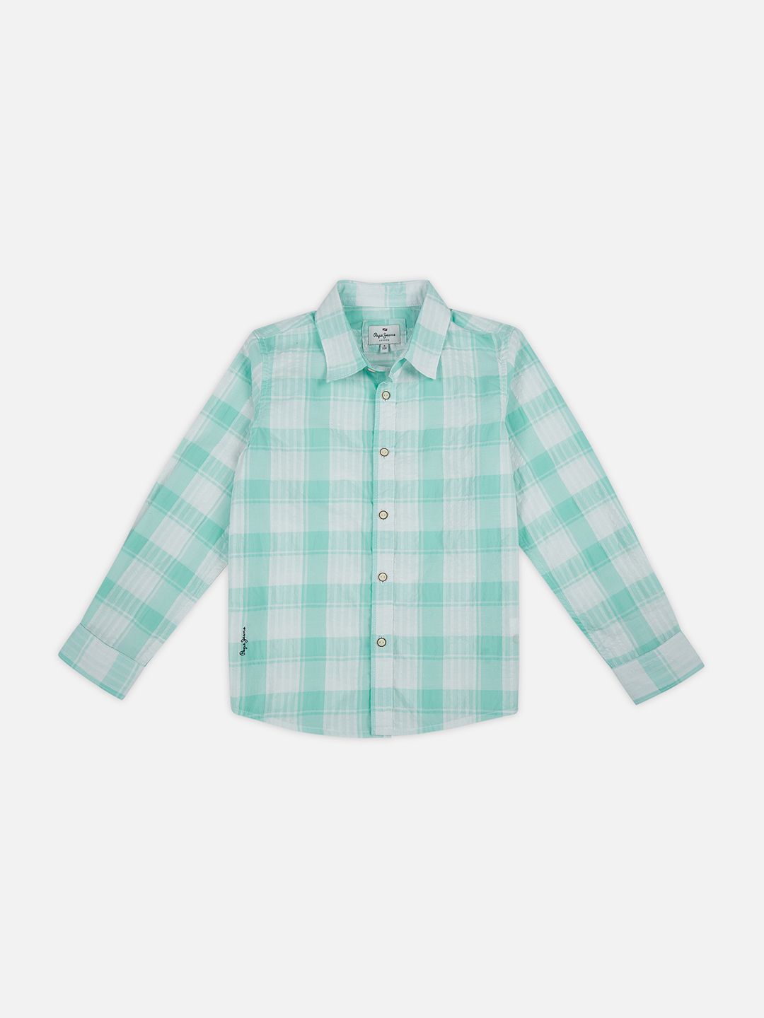 Pepe Jeans Boys Spread Collar Checked Cotton Casual Shirt
