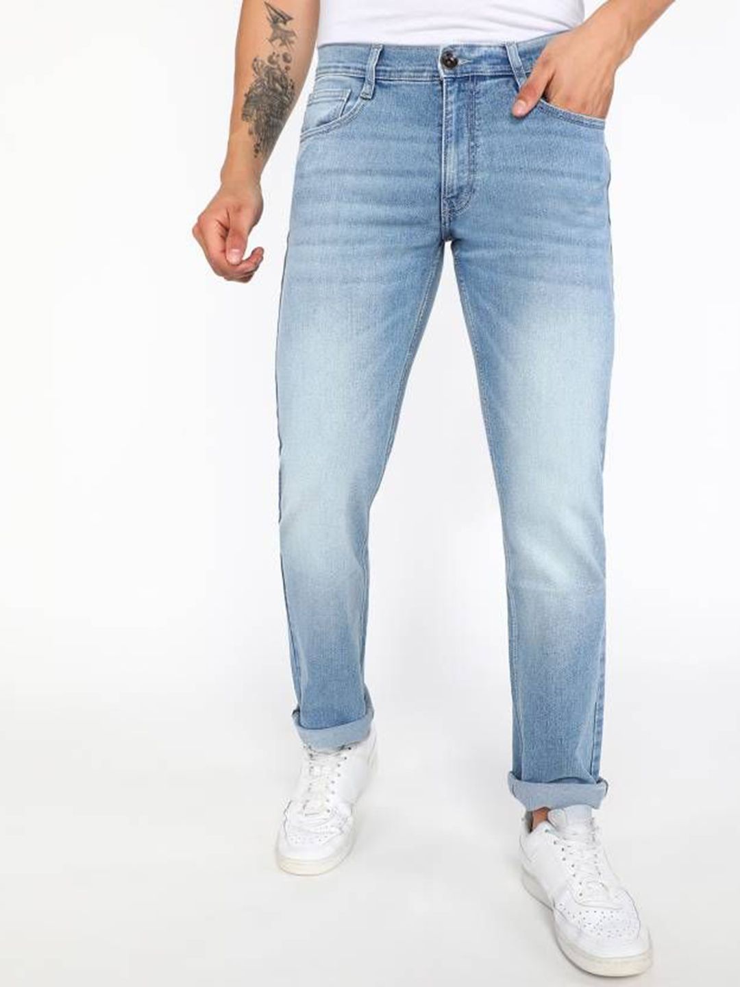 Pepe Jeans Men Holborne Straight Fit Mid-Rise Low Distress Heavy Fade Jeans