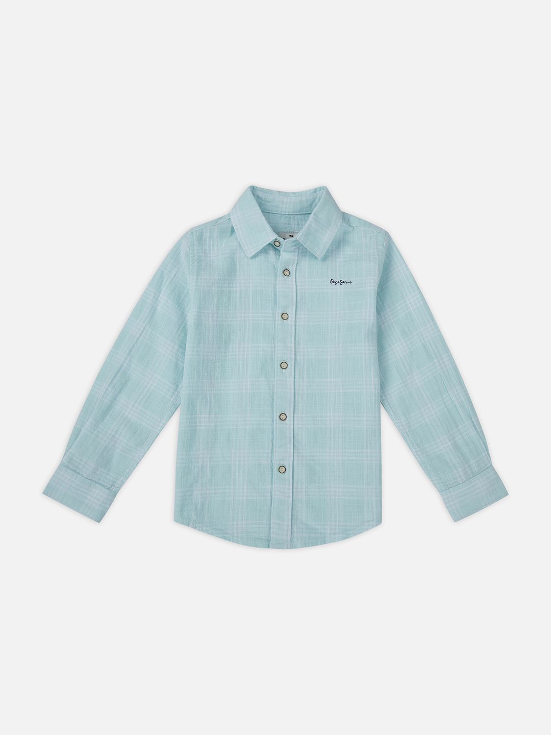 Pepe Jeans Boys Spread Collar Checked Cotton Casual Shirt