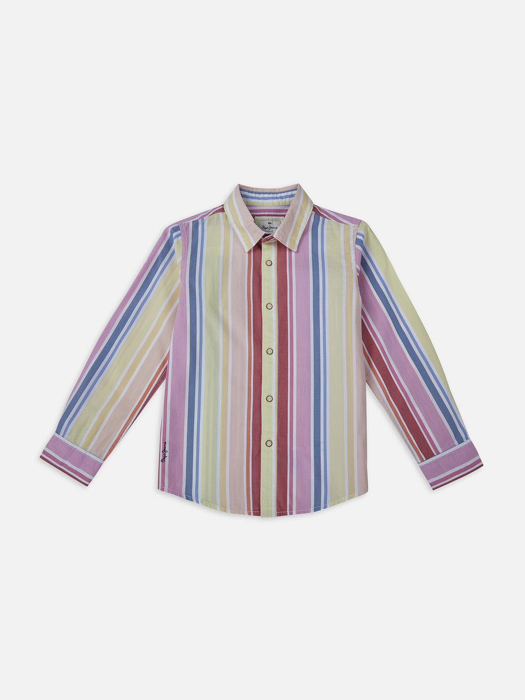 Pepe Jeans Boys Spread Collar Vertical Striped Cotton Casual Shirt