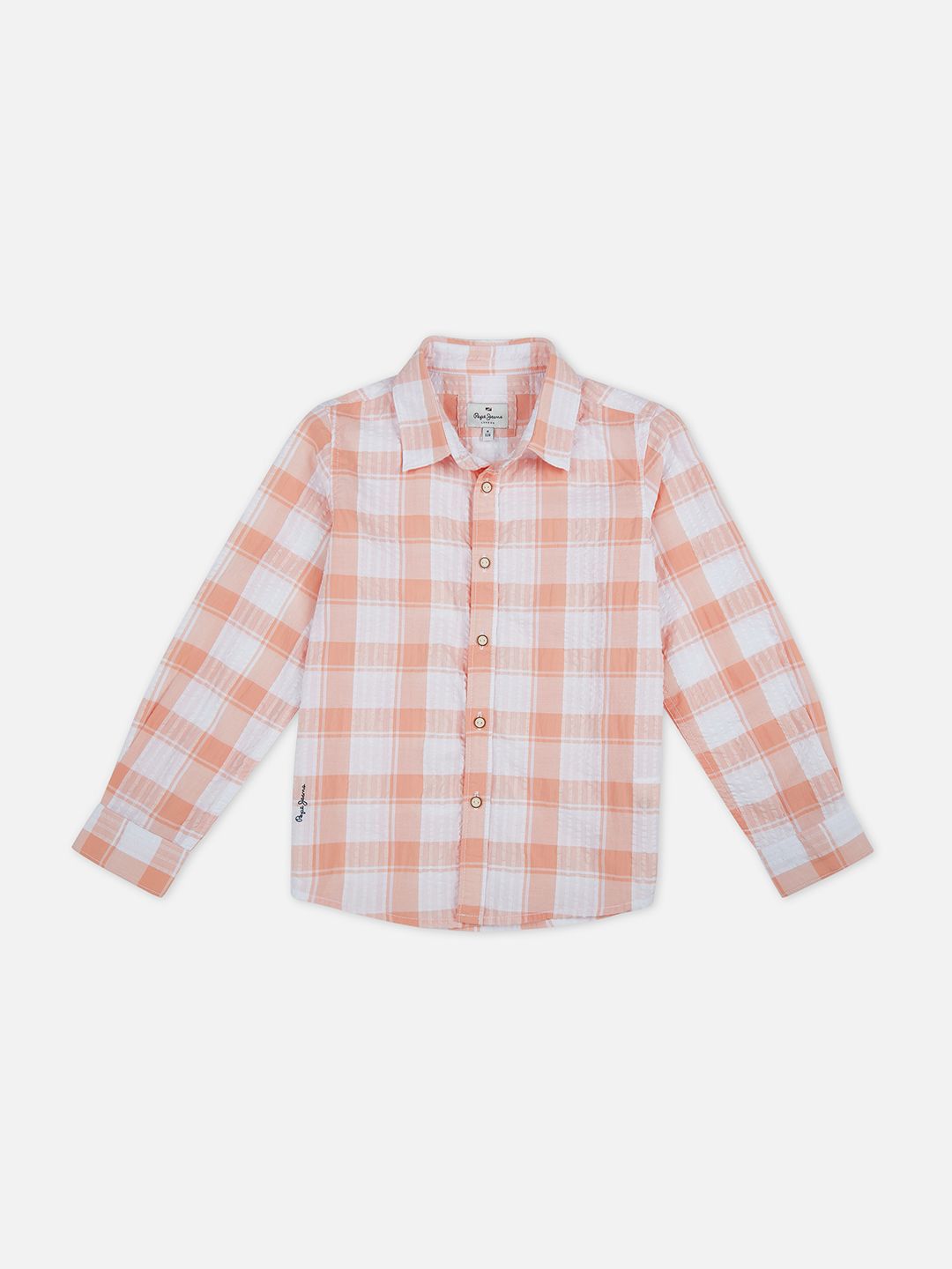 Pepe Jeans Boys Spread Collar Checked Cotton Casual Shirt