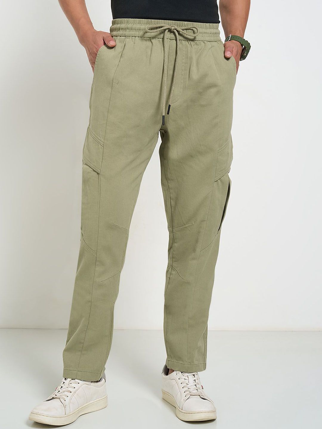 People Men Mid-Rise Regular Fit Cargos Trousers