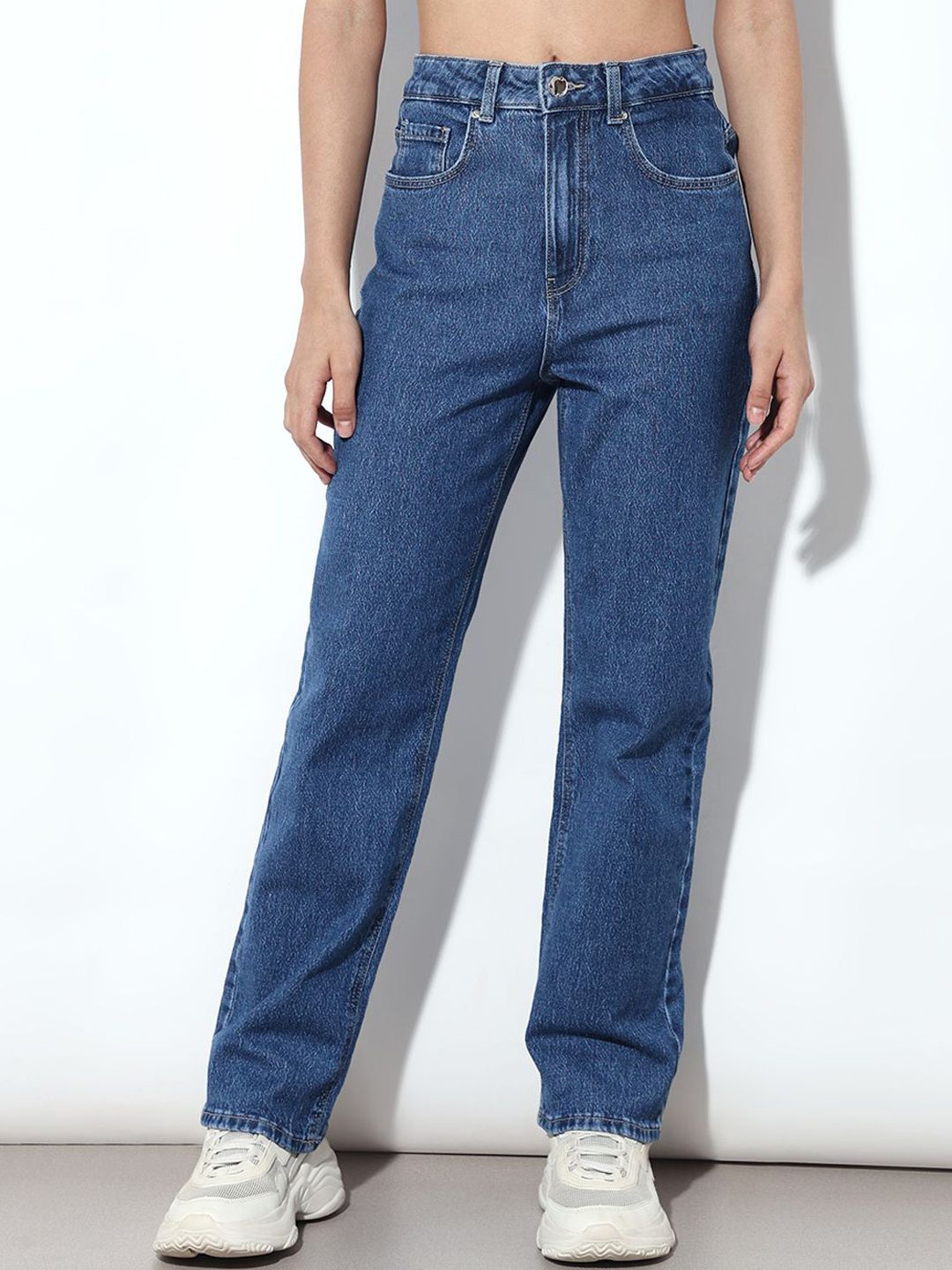 ONLY Women Straight Fit High-Rise Stretchable Jeans