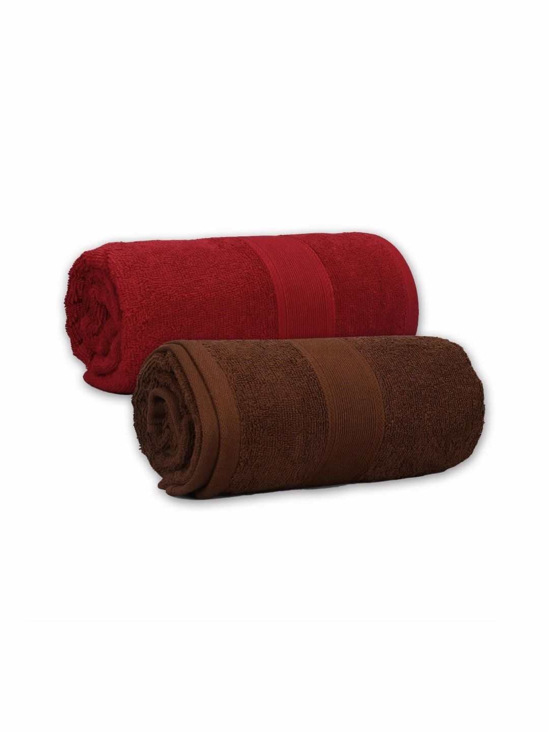 Dollar Red Solid Cotton 600GSM Super Soft 2PCs Adult Regular Bath Towel-30x59In