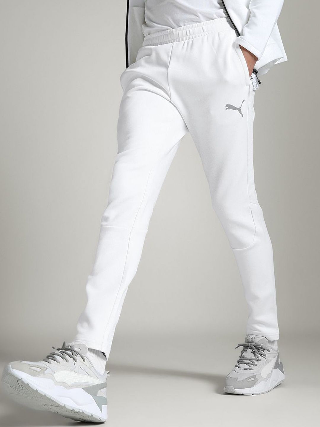 Puma Puma Evostripe Men Brand Logo Printed Pure Cotton Slim Fit Track Pants
