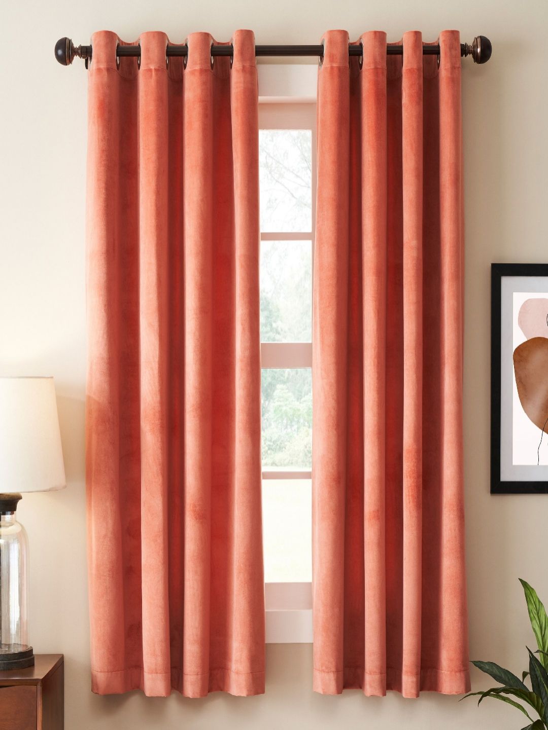 Deco Window Red 2 Pieces Room Darkening Window Curtain