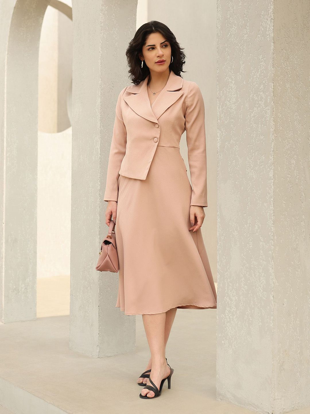 slim fit dress slacks Naked Wardrobe Women's Pleated Long Sleeve Suiting Blazer Minidress - Black main image 1