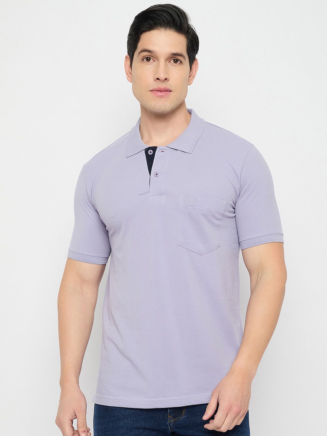 Duke Men Solid Polo Collar Cotton T-shirt
