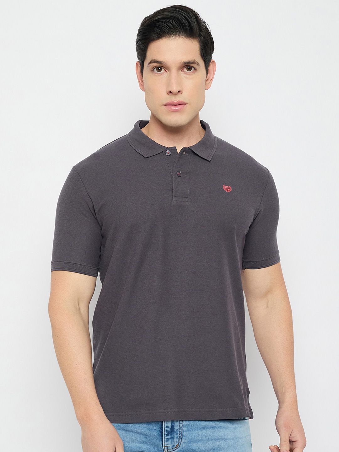 Duke Men Solid Polo Collar Cotton Slim Fit T-shirt
