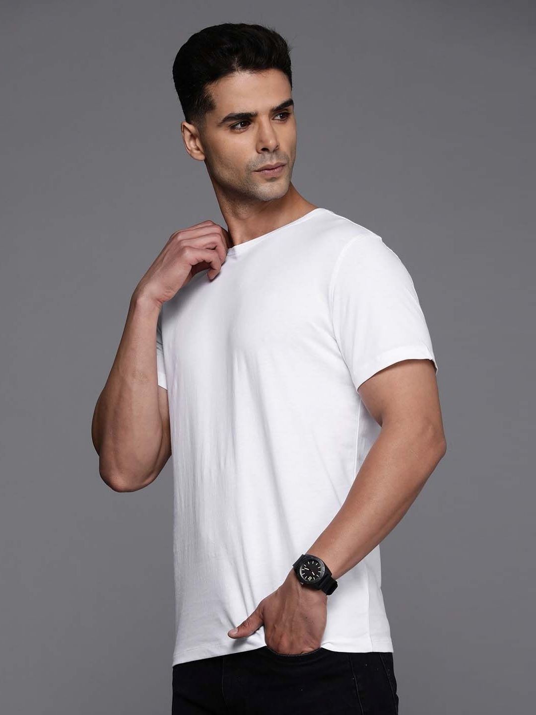 Organic Chics Men Anti Odour Solid Round Neck T-shirt