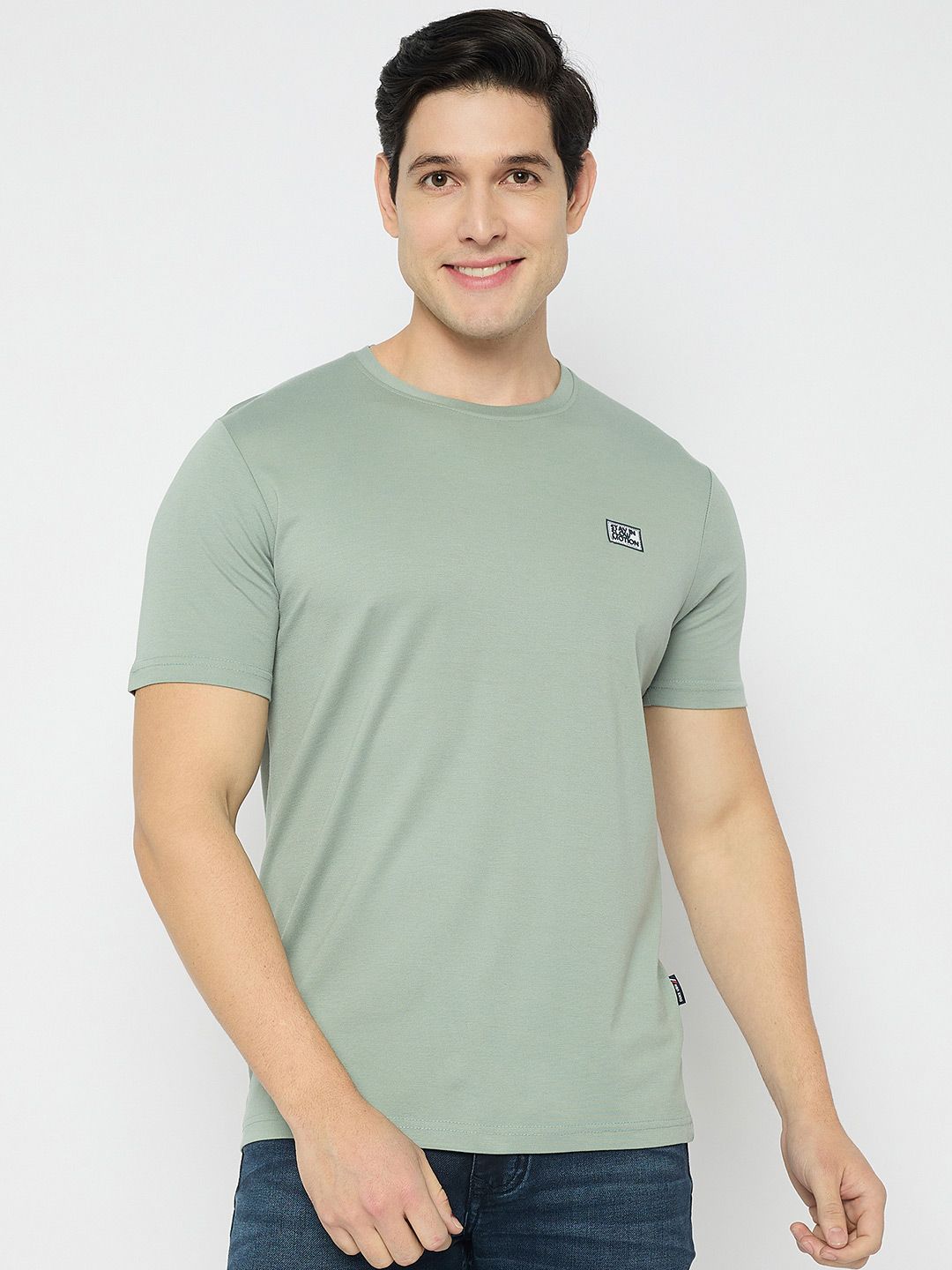 Duke Men Solid Round Neck Cotton Slim Fit T-shirt