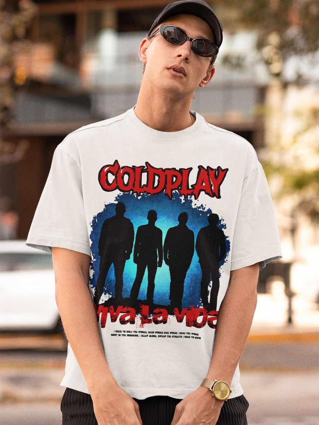 CAPTCHA Coldplay Vivalavida Printed Drop-shoulder Pure Cotton Oversized Tshirt