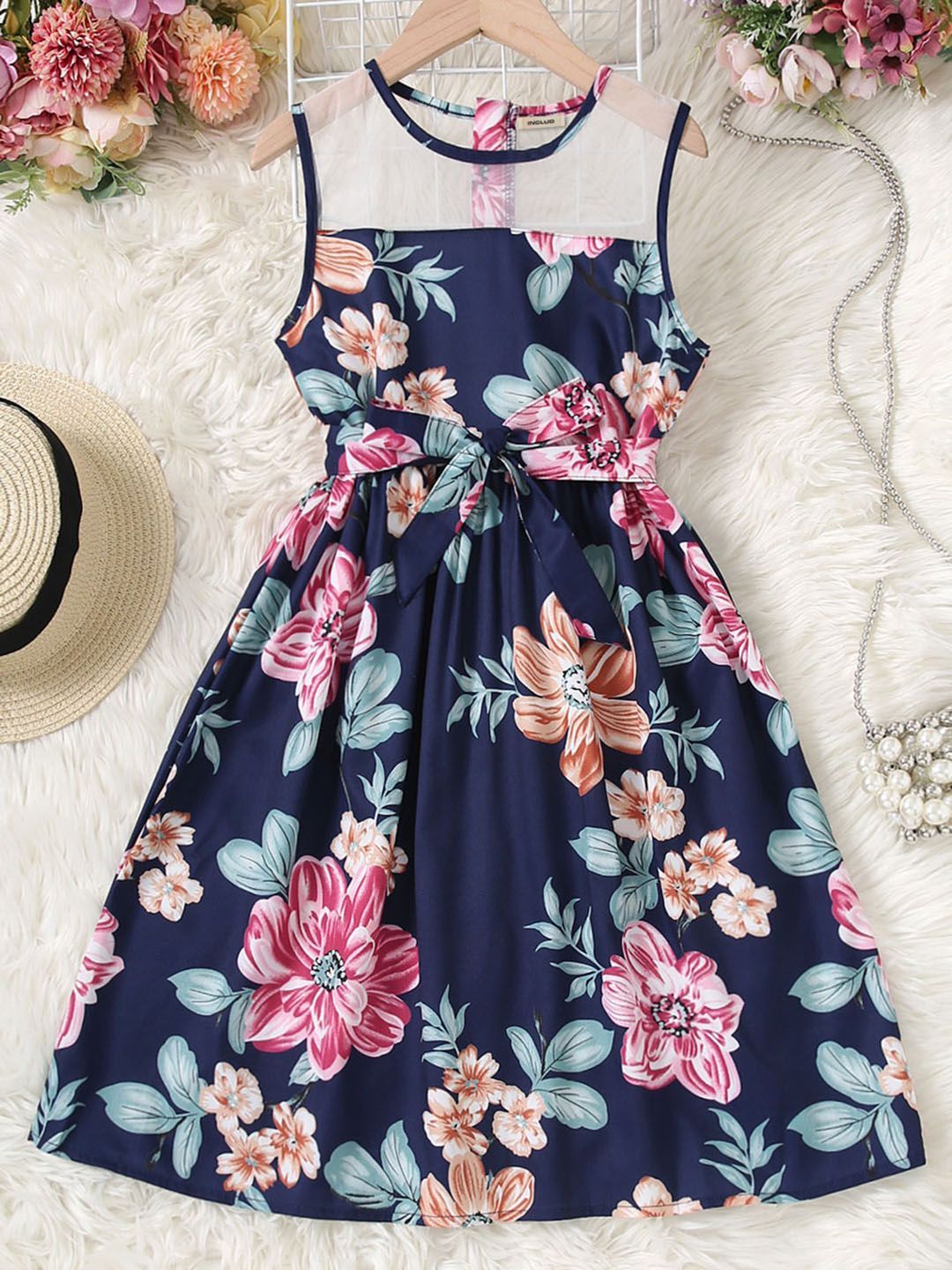 INCLUD Floral Print Fit & Flare Dress