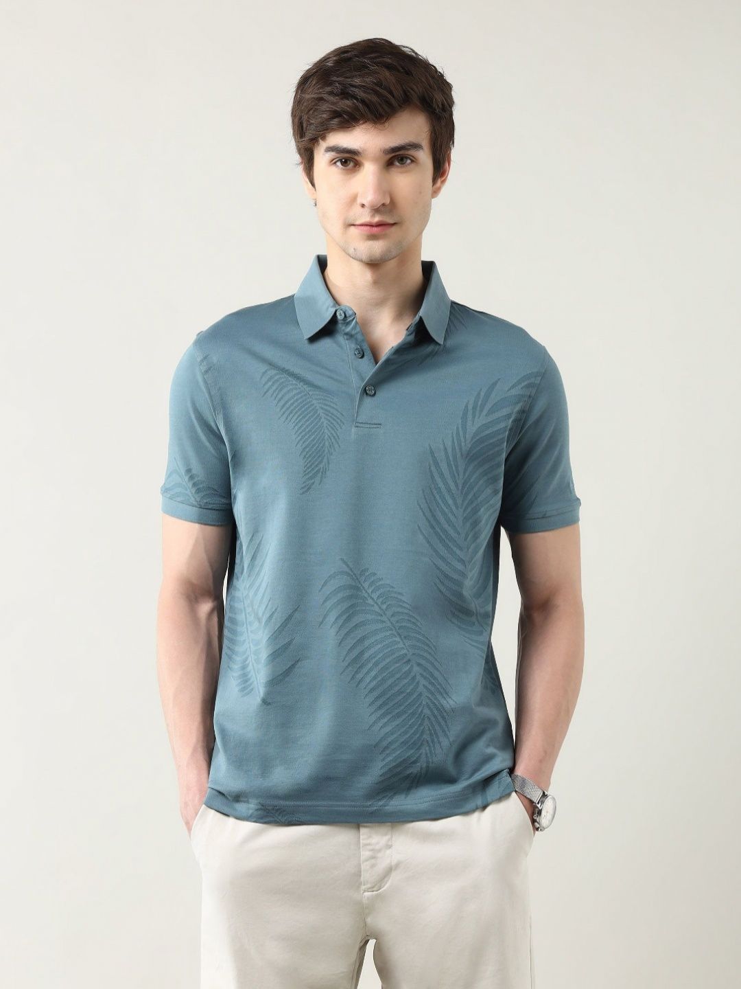 Arrow Men Solid Polo Collar Cotton T-shirt