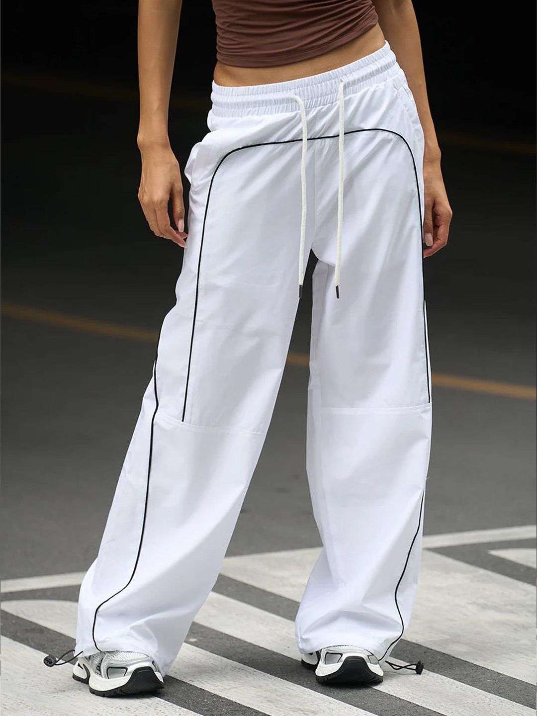 Buy Bonkers Corner Women White Sporty Deconstructed Loose Pants